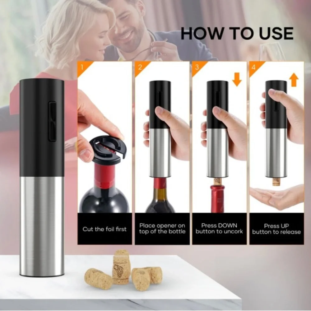 Electric Wine Bottle Opener Rechargeable Cordless Automatic Corkscrew Opener